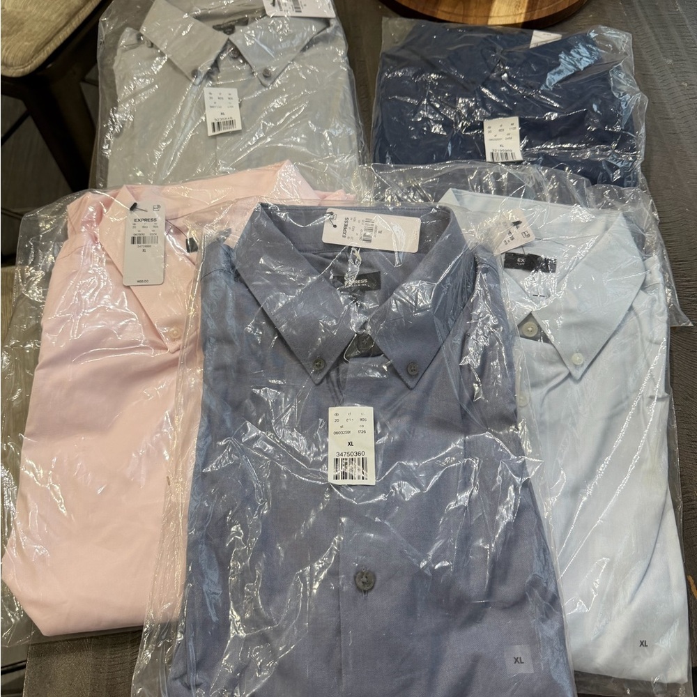 Express Men's Casual Button-Down Shirts - Pink, Gray, Blue, Navy
